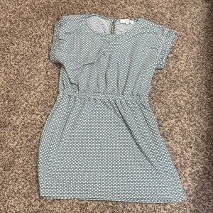 LOFT Olive and Cream Geometric Patterned Dress